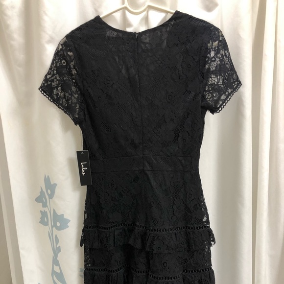 NWT LULUS BLACK EVENING LACE DRESS 🖤 - Picture 4 of 7